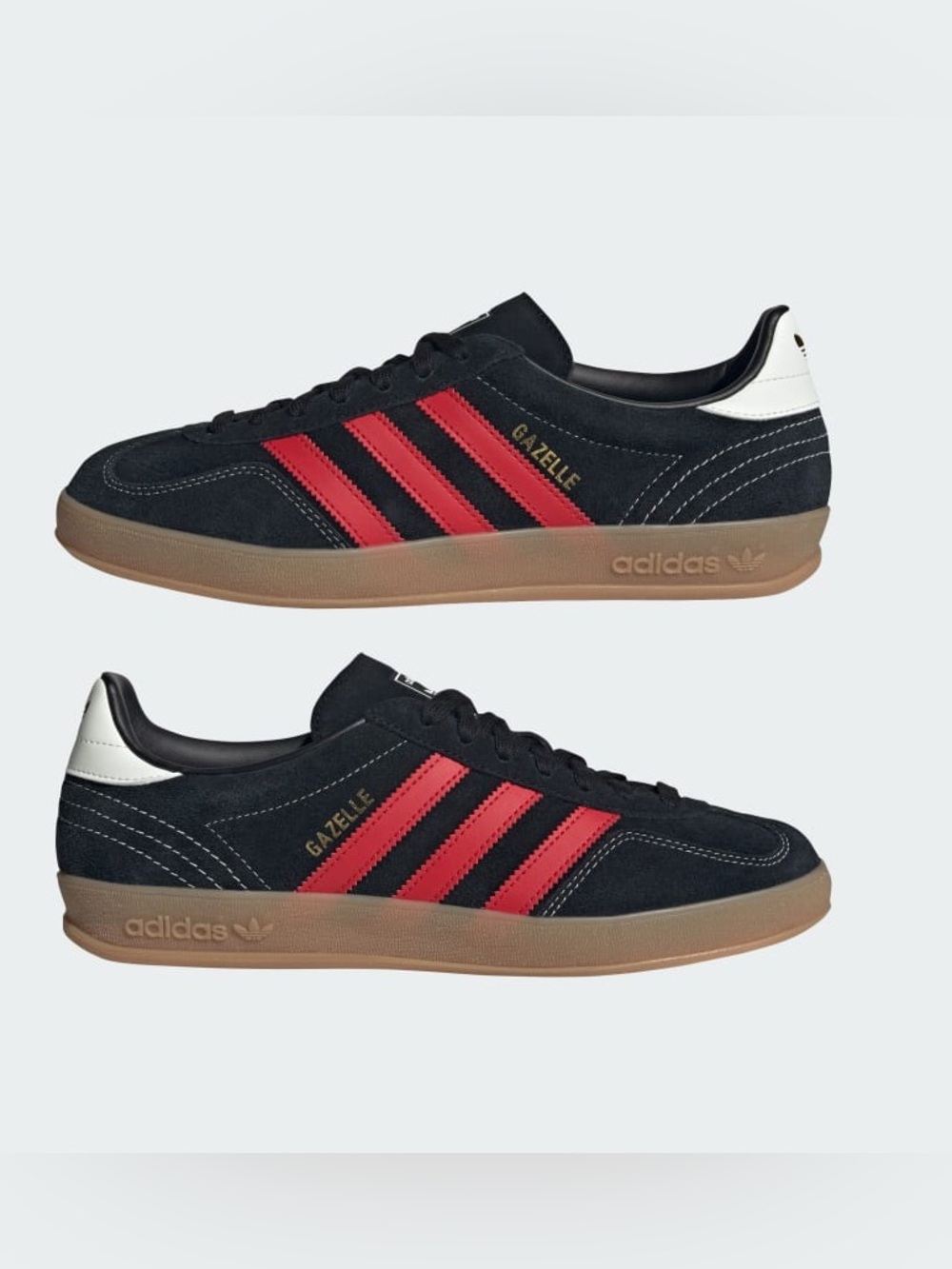 adidas Gazelle Indoor Black Suede Sneakers with Red Stripes